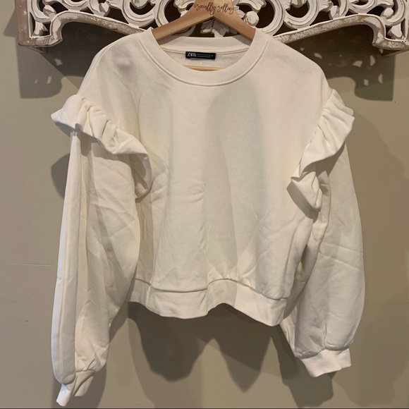 White Zara Ruffle Sweater | Poshmark